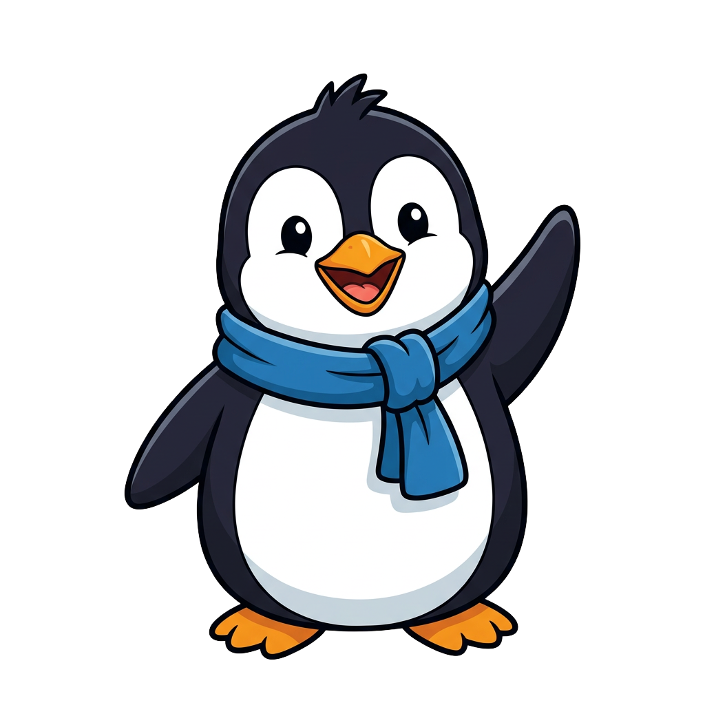 Penny the Penguin, Concord Academy's mascot, waving